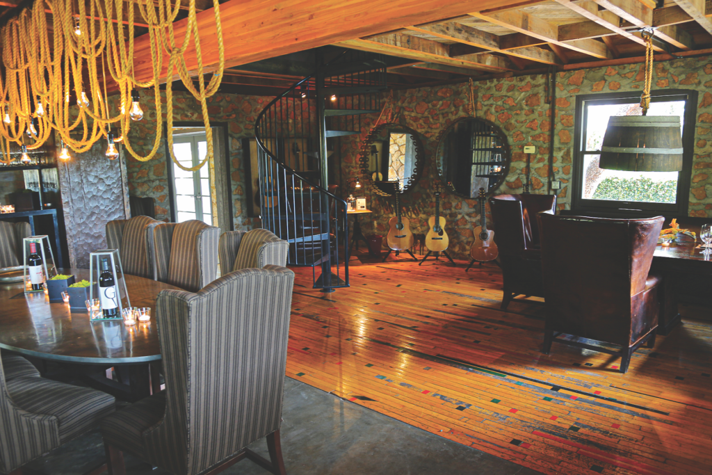 Gargiulo's wine room, featuring stone and reclaimed wood from Napa Courtesy Gargiulo Vineyards