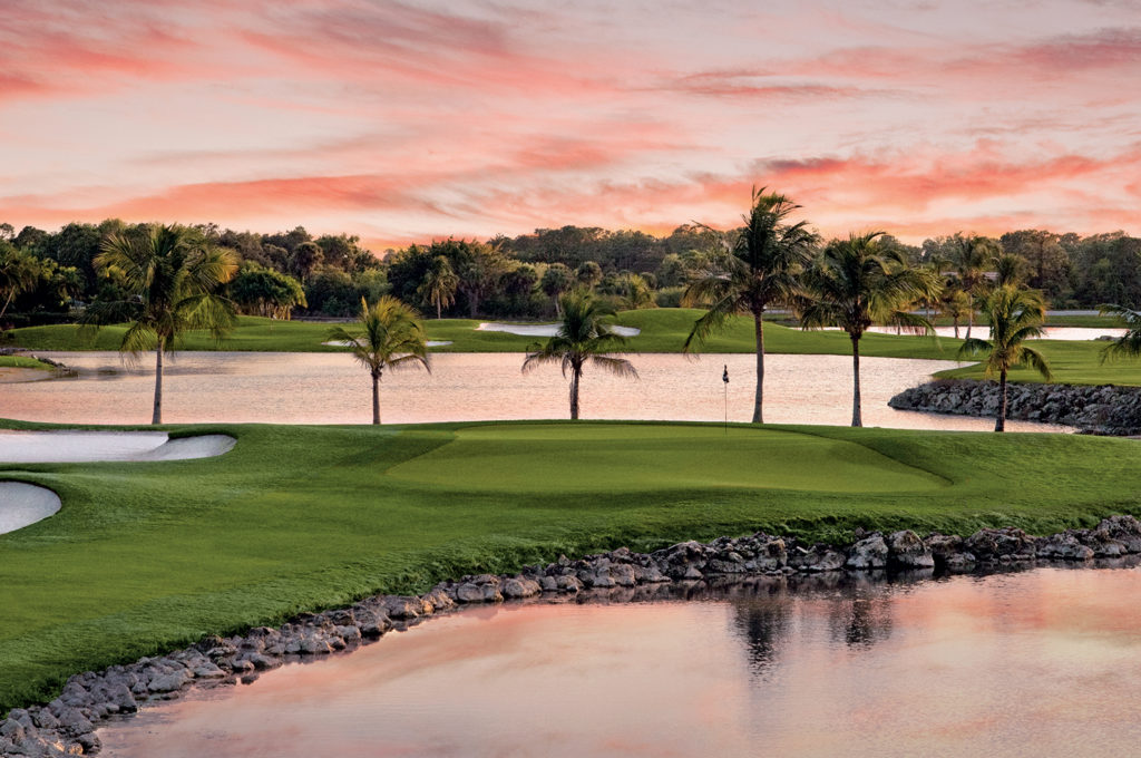 Sunset over The Flamingo Course at Lely Resort Golf & Country Club