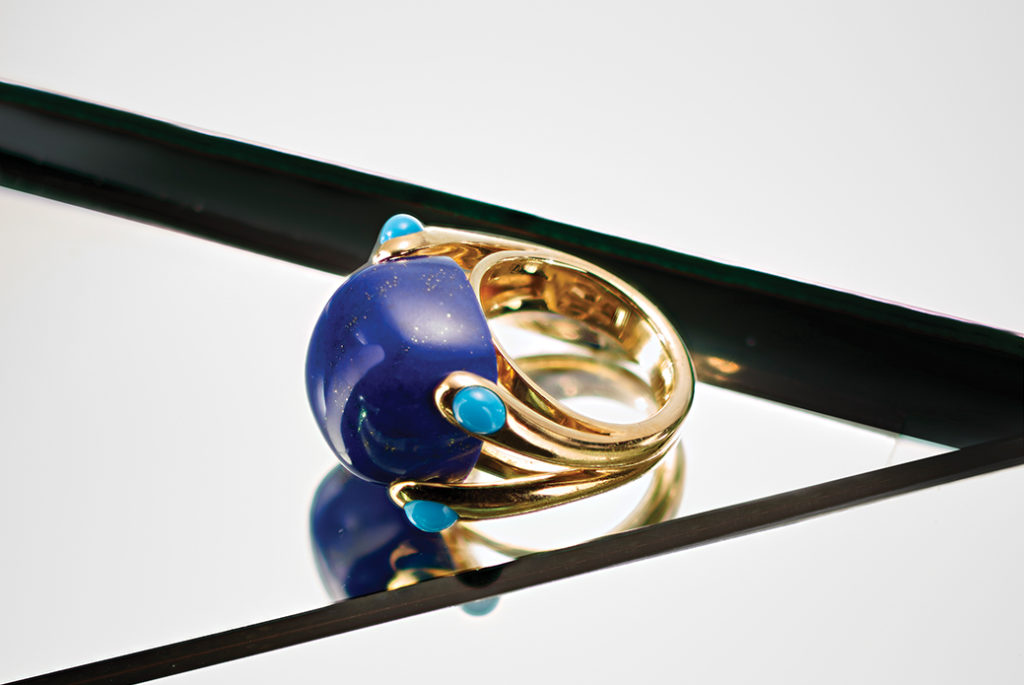 Verdura Turquoise and Lapis Candy Ring