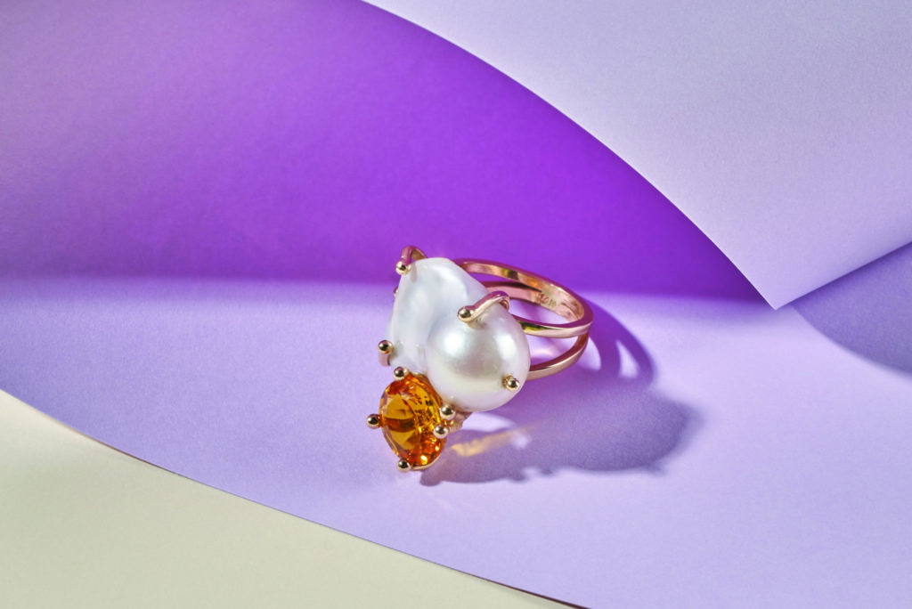 Simone Citrine and Pearl Ring