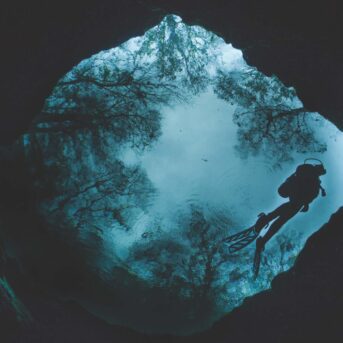 Underwater shot of someone diving