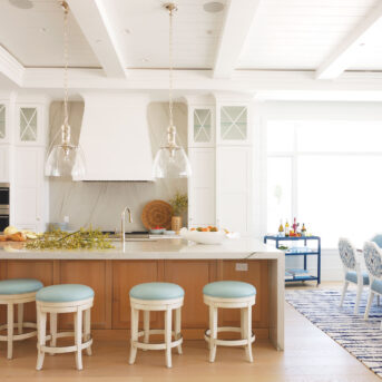 White wall kitchen with warm coastal accents